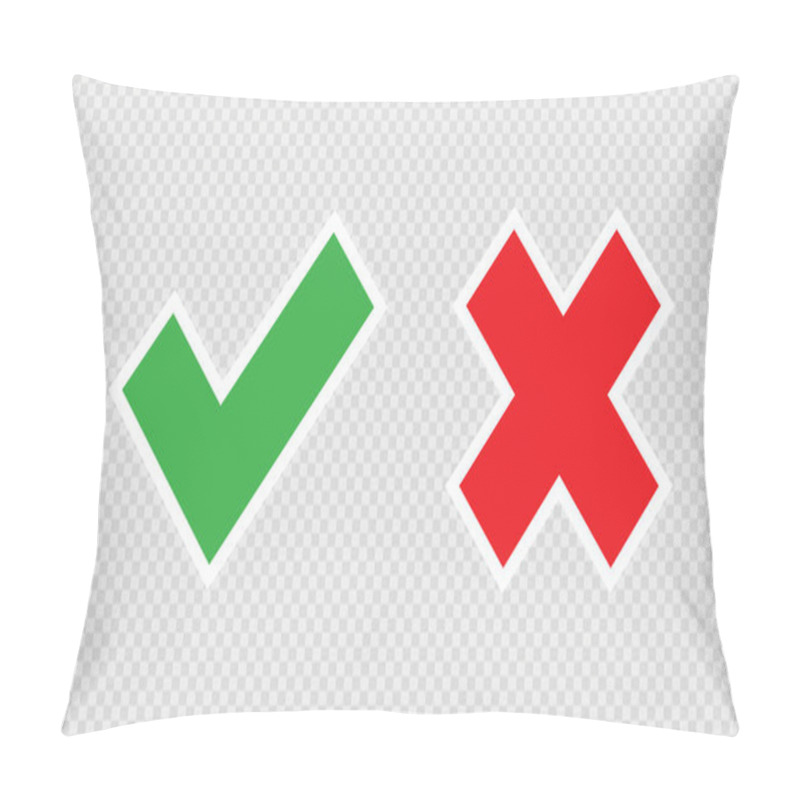 Personality  Check And Cross Mark On Transparent Background. Icon In Flat Style, Isolated Vector Illustration Pillow Covers