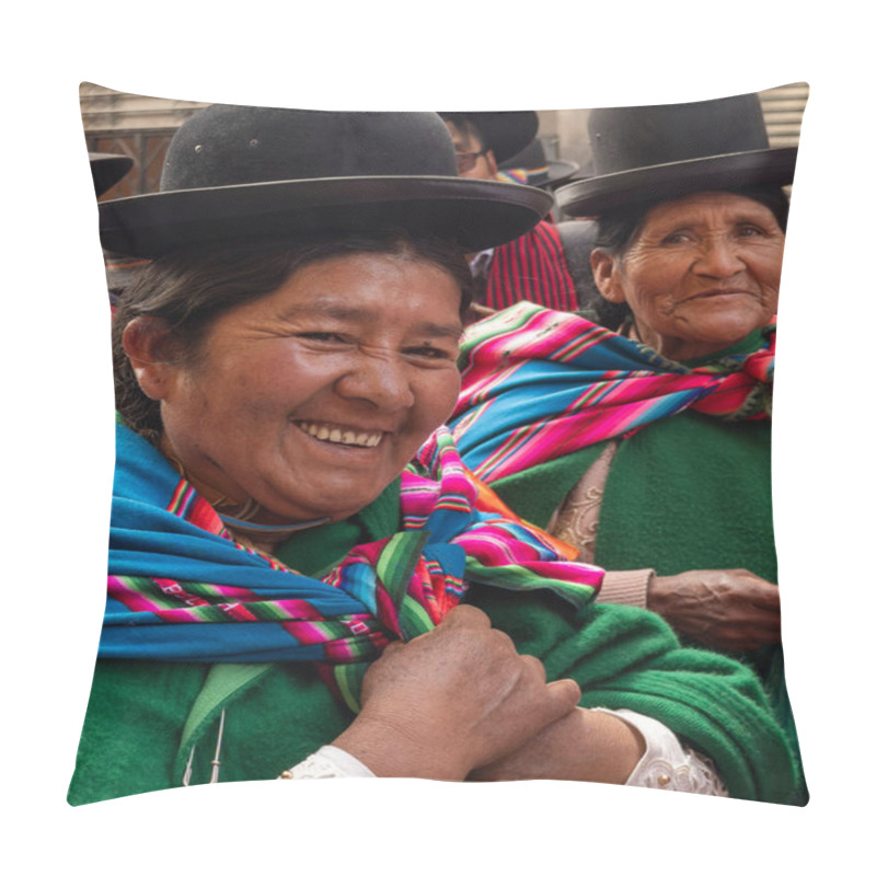 Personality  La Paz, Bolivia, 01222023 - People March In Parade To Celebrate The Name Change Of Bolivia To Be Inclusive Of The Indigenous People. Pillow Covers