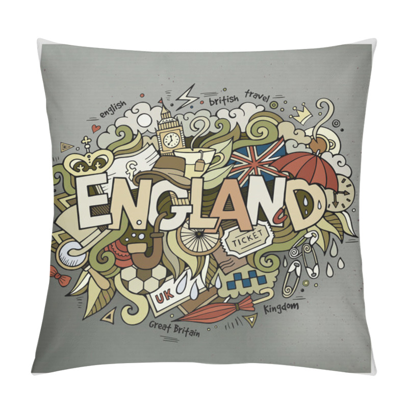 Personality  England Hand Lettering And Doodles Elements Background Pillow Covers