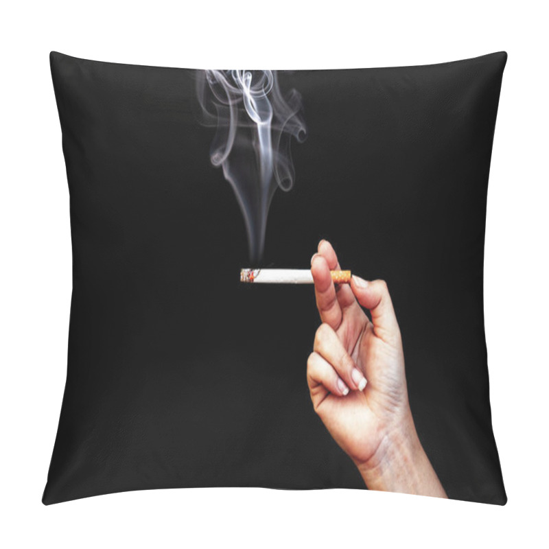 Personality  Image Of Cigarette In Hand With Smoke Pillow Covers