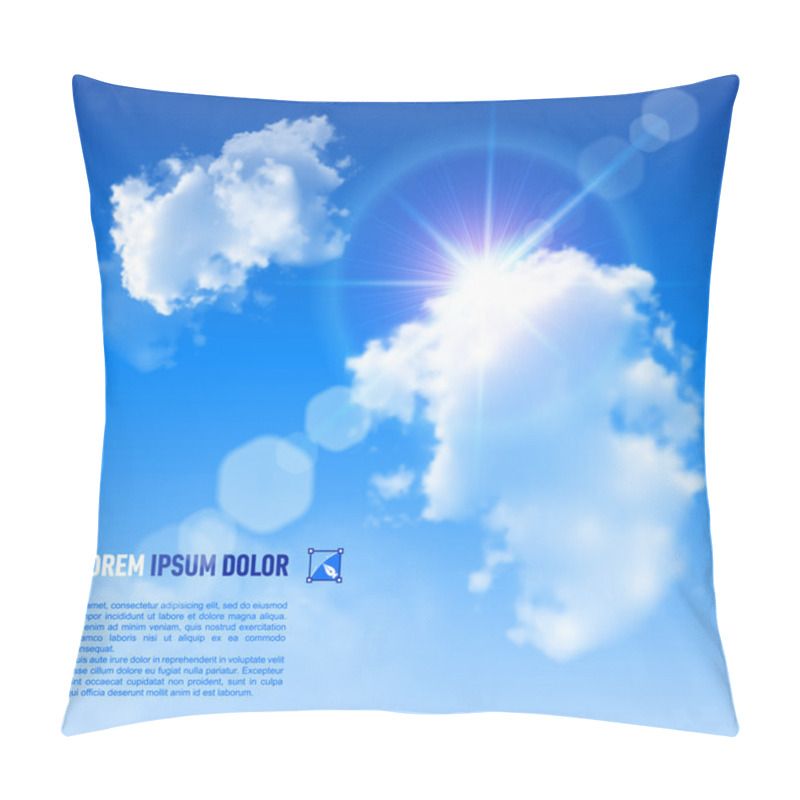 Personality  Background With Blue Sky And Clouds. Vector. Pillow Covers