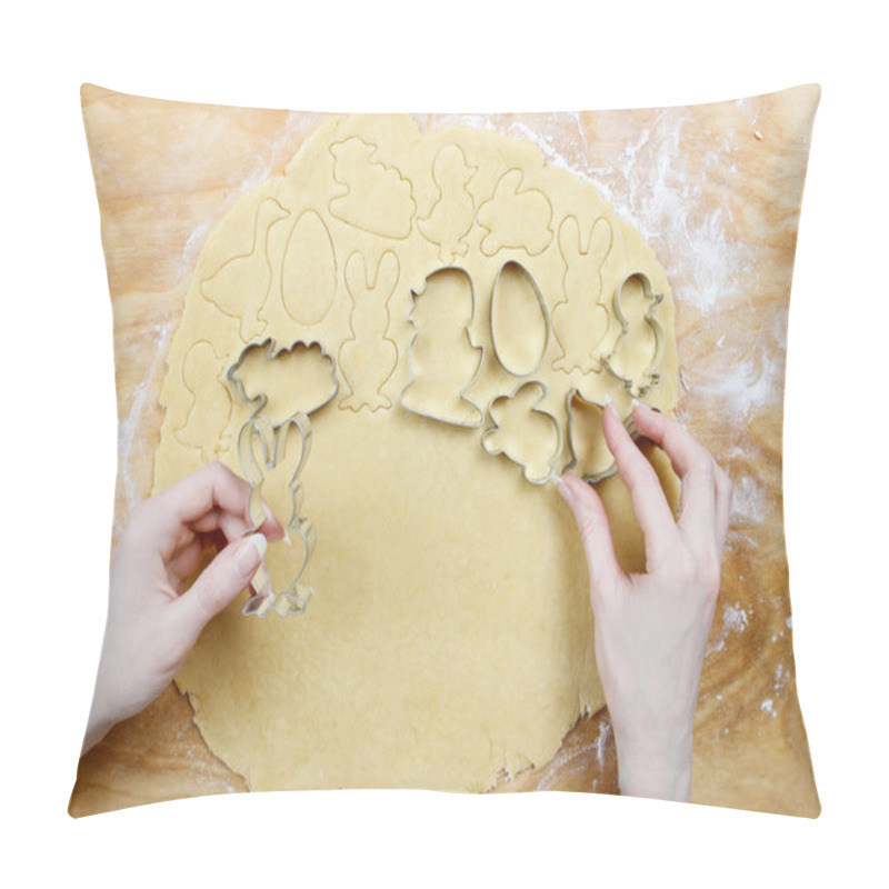 Personality  Preparing Easter Gingerbread Cookies. Steps Of Making Pastry. Pillow Covers