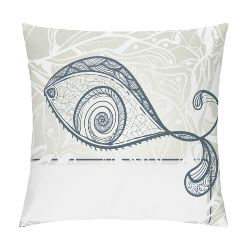 Personality  Vector Eye Shaped Fish With Frame For Your Text Pillow Covers