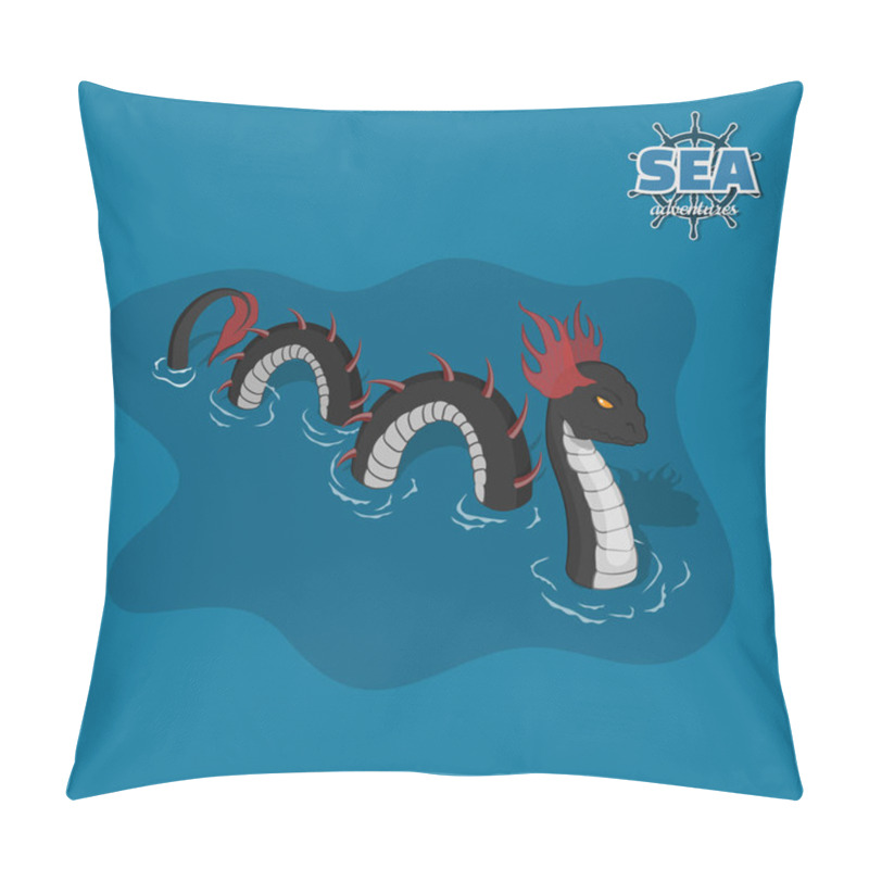 Personality  Sea Serpent In Isometric Style. Ocean Monster. A Pirate Game. 3d Image Of A Mythical Animal Pillow Covers