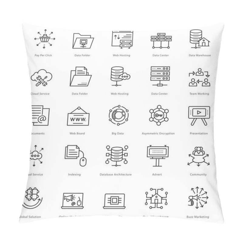 Personality  Web And SEO Line Vector Icons 48 Pillow Covers