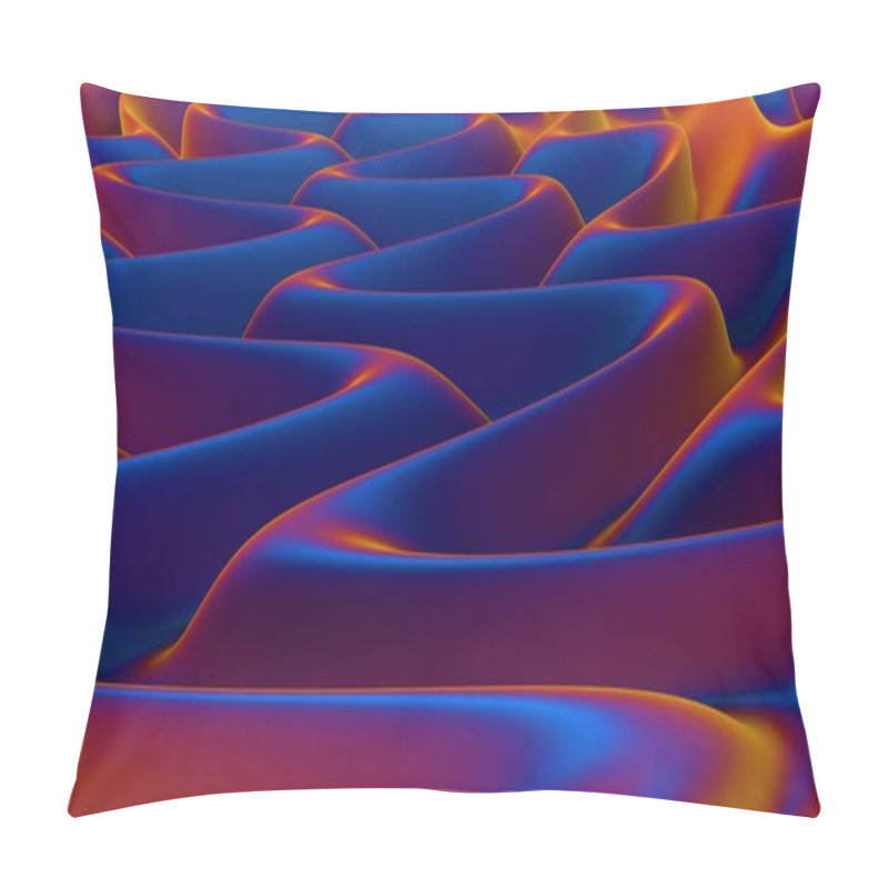 Personality  Abstract Fluid Wave-like Structure With Blue And Orange Gradient Tone Pillow Covers