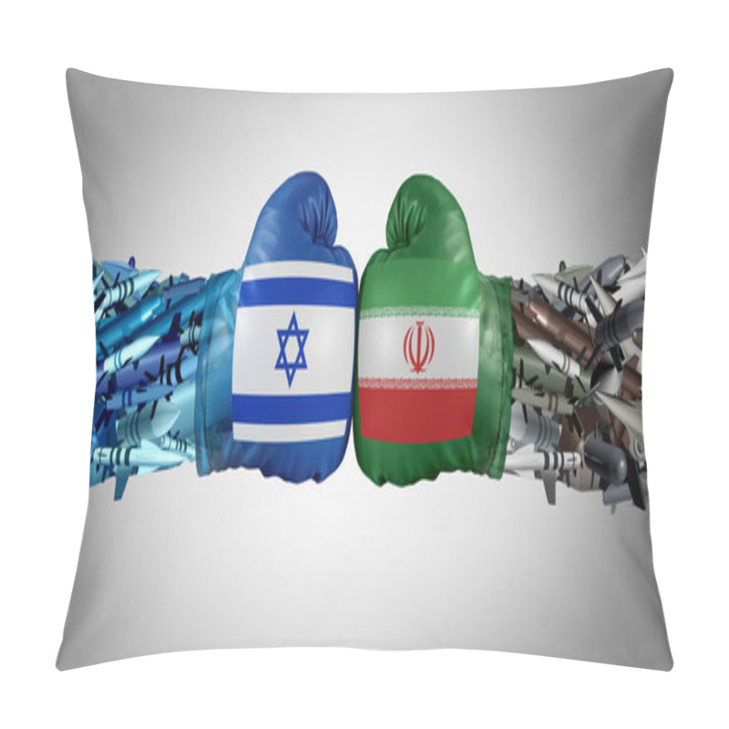 Personality  Iran Israel Military Confrontation And Armed Crisis Or Israeli Iranian Proxy War Conflict With Two Opposing Governments In A Dispute As A Persian Gulf And Armed Middle East. Pillow Covers