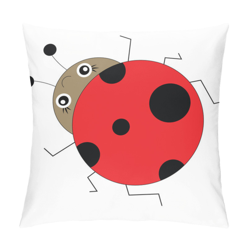 Personality  Ladybug In Cartoon Style. Vector Illustration Pillow Covers