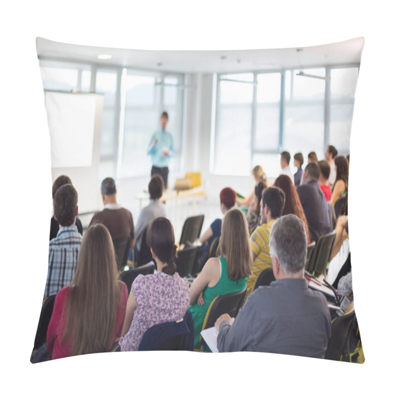 Personality  Speaker Giving Presentation Talk At Business Conference. Pillow Covers