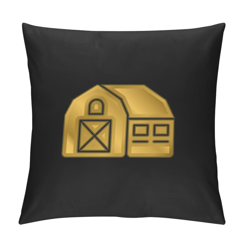 Personality  Barn Gold Plated Metalic Icon Or Logo Vector Pillow Covers