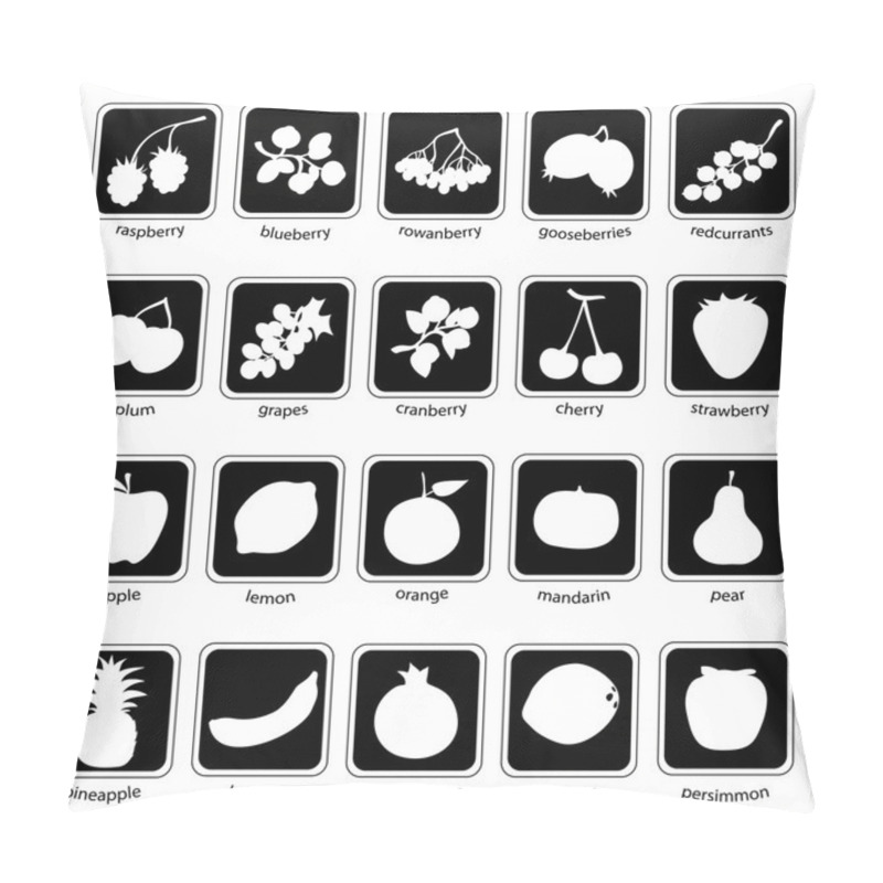 Personality  Fruit And Berries Icon Set Pillow Covers