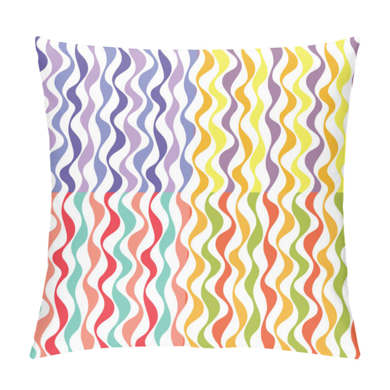 Personality  Set Of Seamless Simple Wave Patterns. Pillow Covers