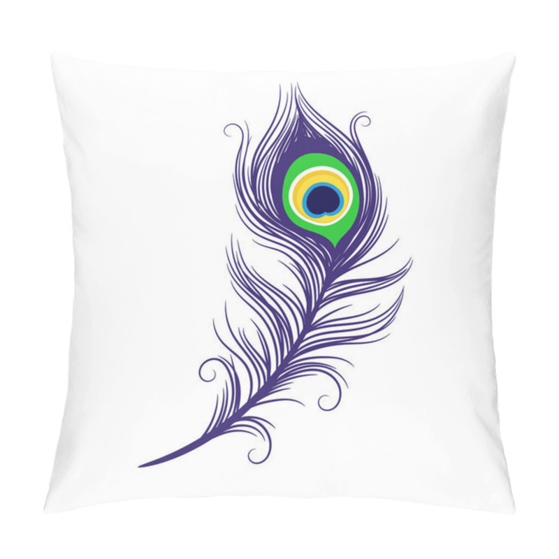 Personality  Peacock Feathers On A White Background. Vector Illustration Pillow Covers