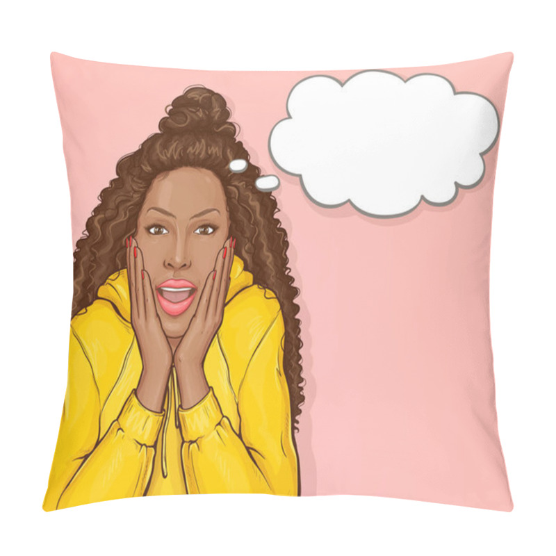 Personality  Surprised African American Woman With Afro Hair Pillow Covers