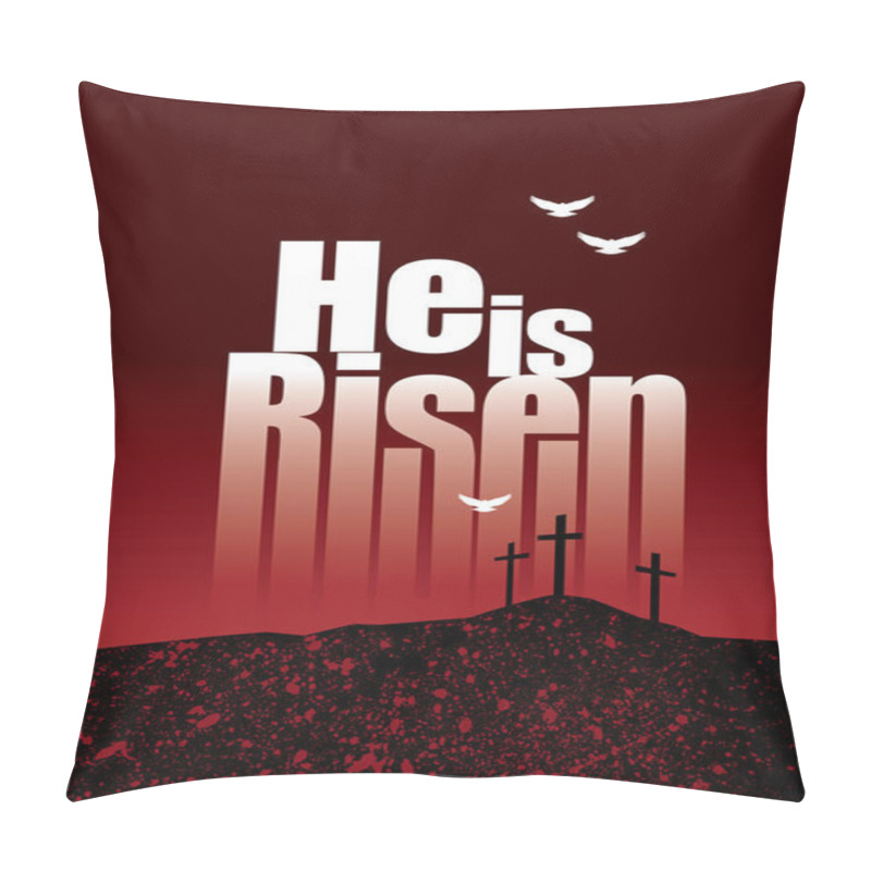 Personality  He Is Risen Easter Crosses And Doves On Horizon Pillow Covers