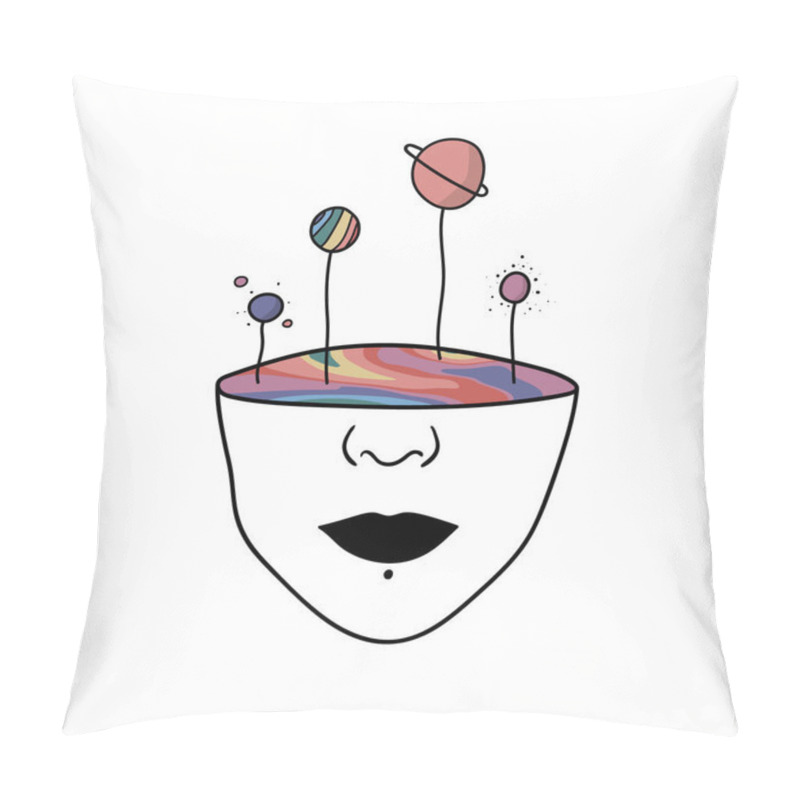 Personality  Hand Drawn Rainbow Planets In The Space Pillow Covers