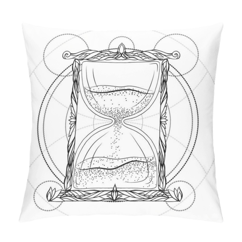 Personality  Black And White Illustration Of Hourglass  Pillow Covers