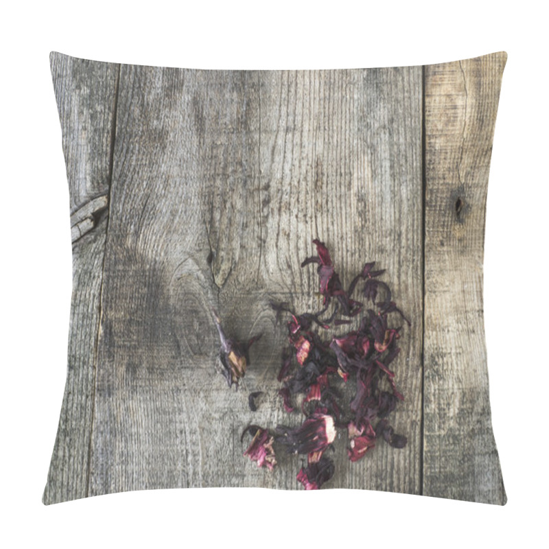 Personality  Dry Hibiscus  Old Wood Background Pillow Covers