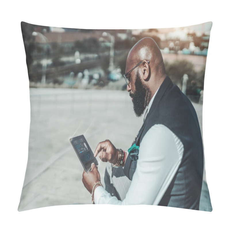 Personality  Black Guy With A Futuristic Gadget Pillow Covers