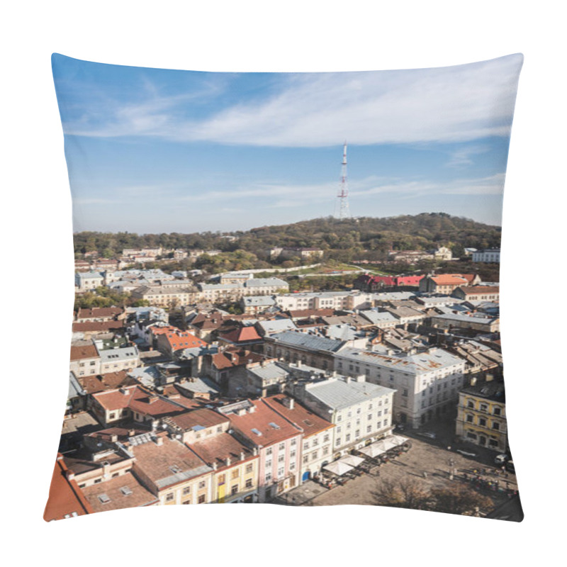 Personality  Scenic Aerial View Of City With Tv Tower On Castle Hill Of Lviv, Ukraine Pillow Covers