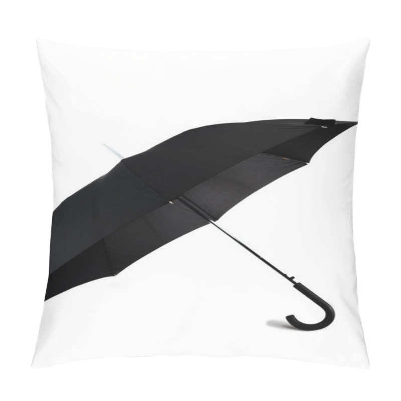 Personality  Open Big Black Umbrella With Plastic Handle On White Pillow Covers