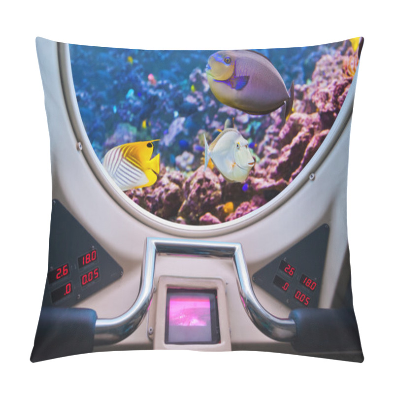 Personality  Fishes In Submarine Window Pillow Covers