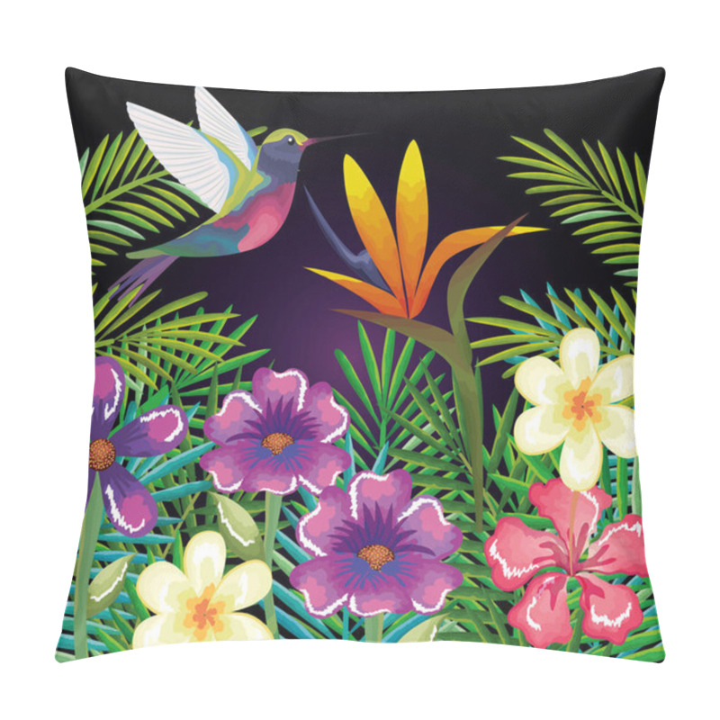 Personality  Tropical And Exotic Garden With Hummingbird Pillow Covers