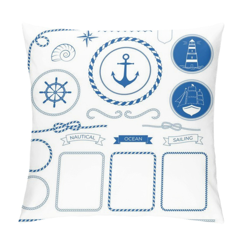 Personality  Nautical Sea Frame Collection, Marine Rope, Boat, Lighthouse, Anchot Pillow Covers