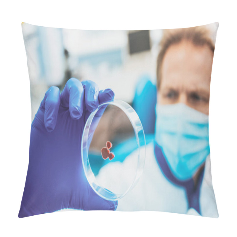 Personality  Concentrated Lab Assistant Examining Blood Sample Pillow Covers