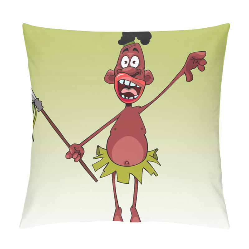 Personality  Cartoon Male Black Papuan Aborigine With A Spear Pillow Covers