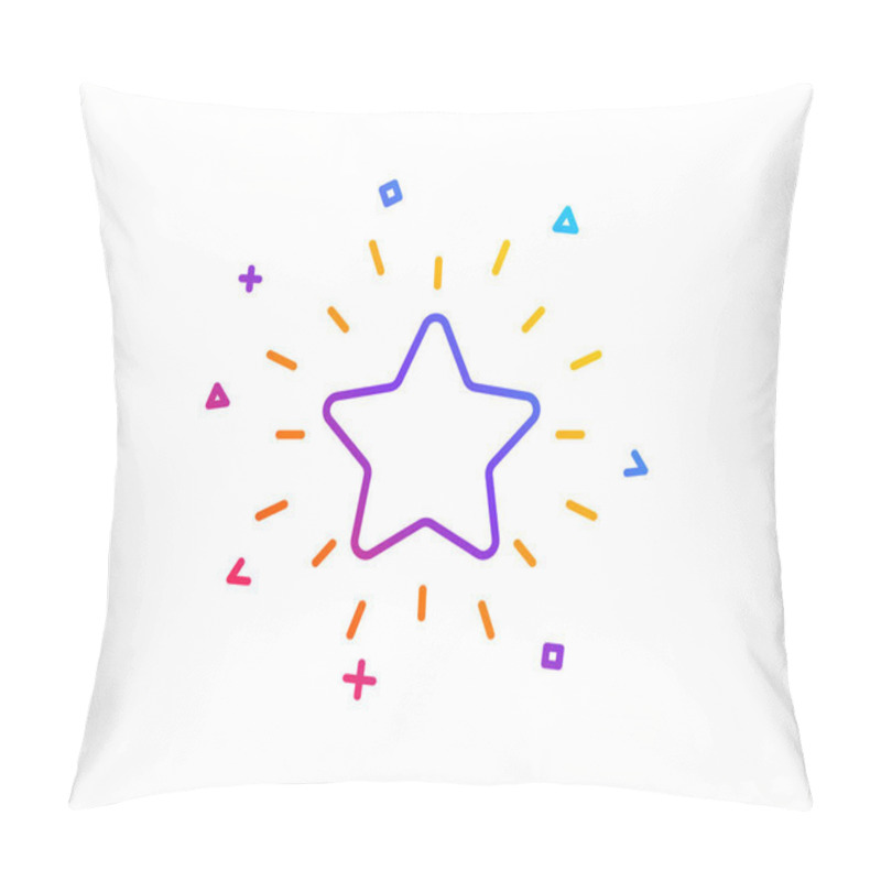 Personality  Rank Star Line Icon. Success Reward Symbol. Best Result Sign. Gradient Line Button. Rank Star Icon Design. Colorful Geometric Shapes. Vector Pillow Covers