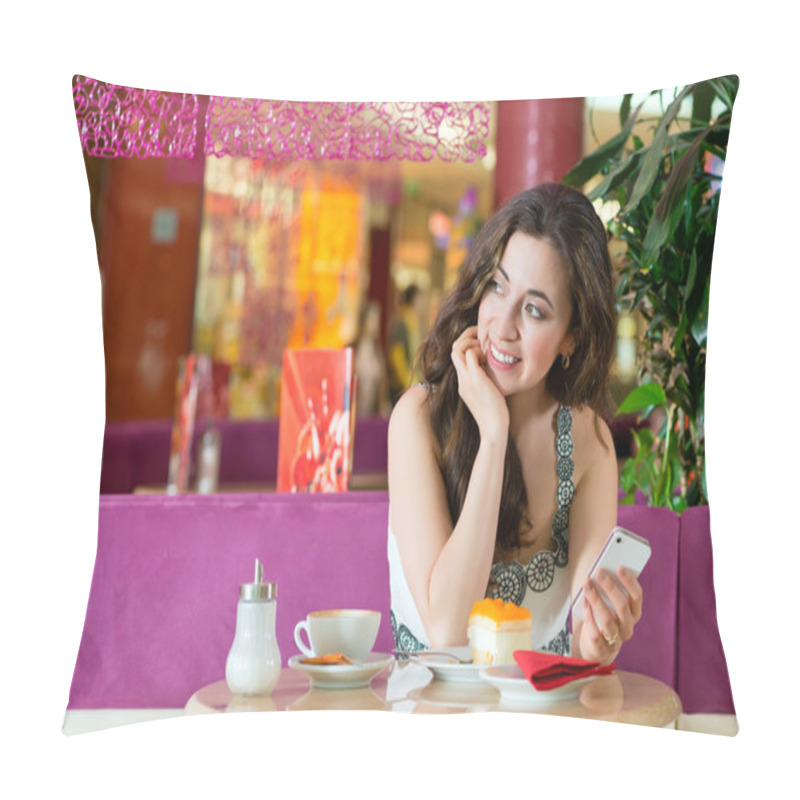 Personality  Young Woman In Ice Cream Parlor Pillow Covers