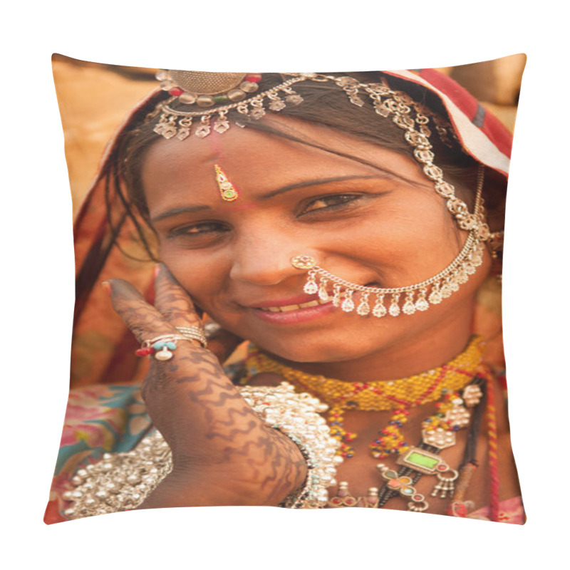 Personality  Portrait Of Traditional Indian Woman  Pillow Covers