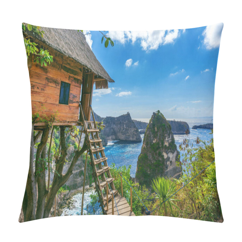 Personality  Tree House And Diamond Beach In Nusa Penida Island, Bali In Indonesia. Pillow Covers