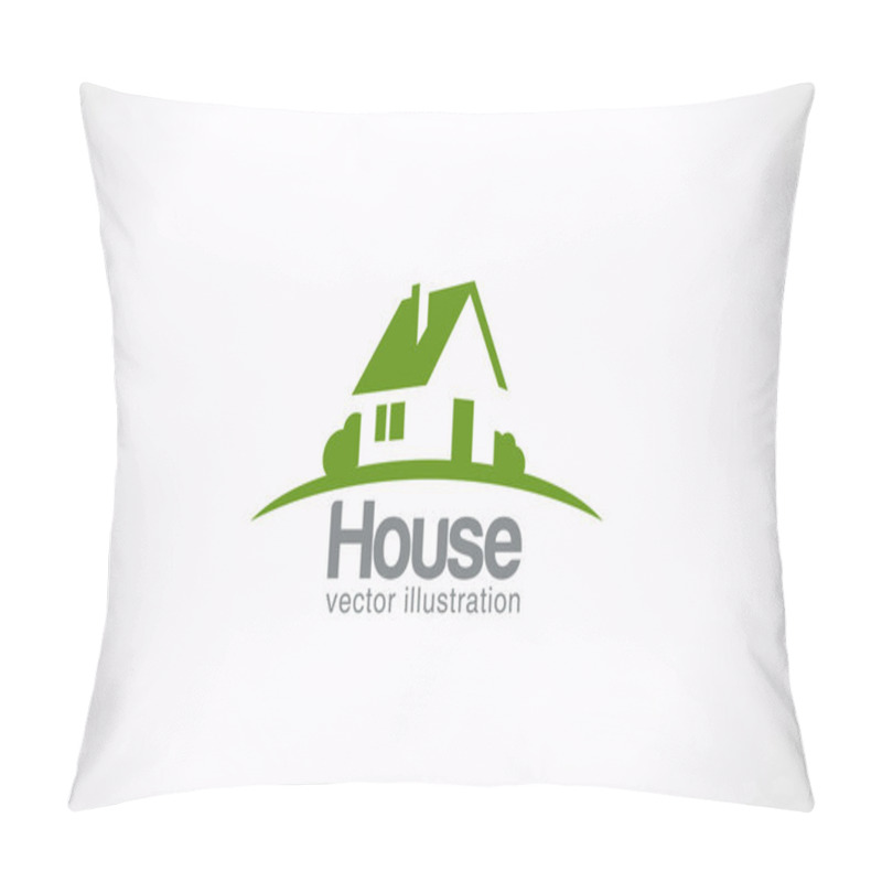 Personality  Logo House Abstract Real Estate Countryside. Realty Icon. Pillow Covers