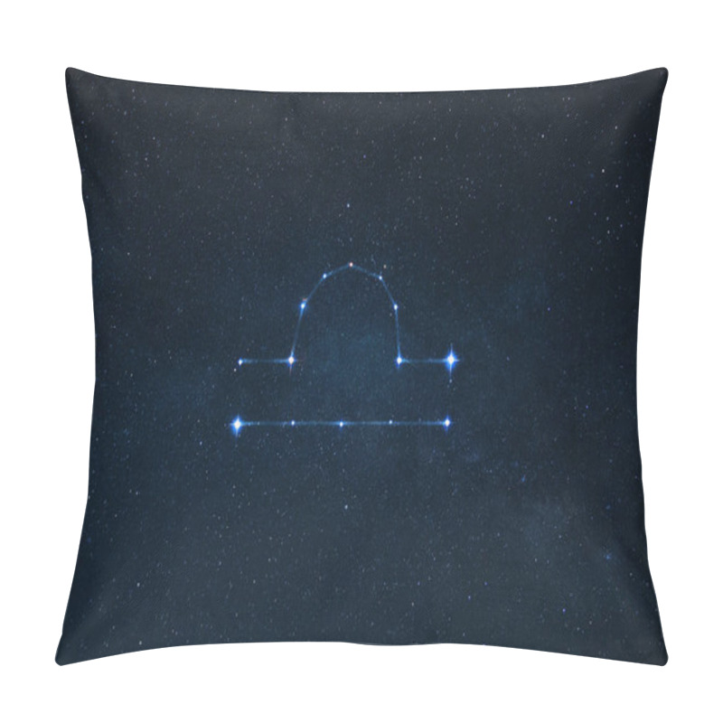 Personality  Zodiac Sign Libra On The Night Starry Sky With Stars. Astrology, Concept Pillow Covers