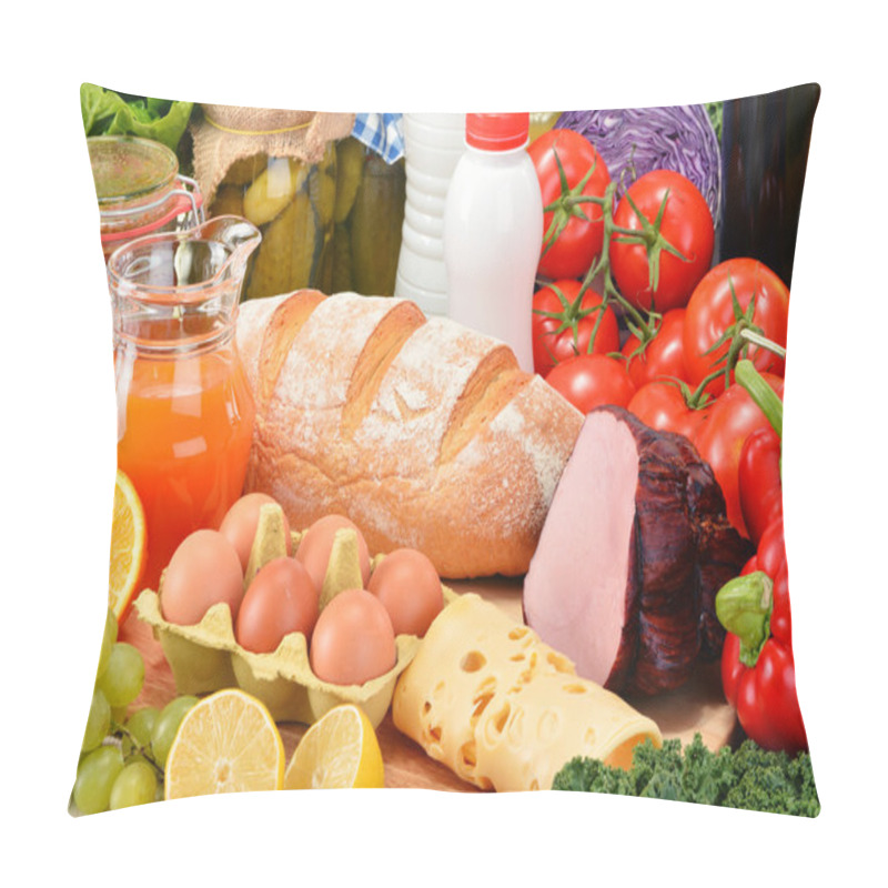 Personality  Composition With Variety Of Grocery Products Pillow Covers