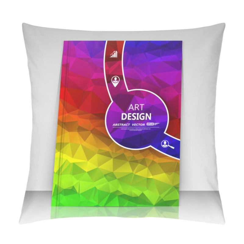 Personality  Abstract Composition, Round Text Frame Surface, Rainbow Polygonal A4 Brochure Title Sheet, Creative Figure Logo Sign Construction, Circle Firm Banner Form, People Image, Fashionable EPS10 Vector Illustration Pillow Covers