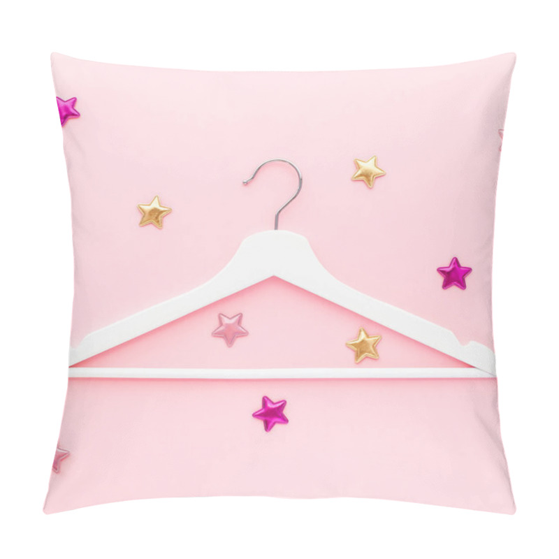 Personality  White Hangers On Pastel Pink Background Pillow Covers