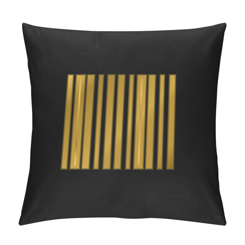 Personality  Bar Code Gold Plated Metalic Icon Or Logo Vector Pillow Covers