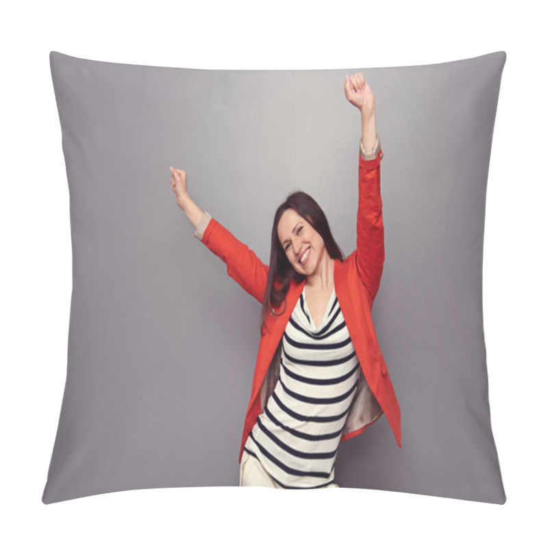 Personality  Happy Woman Celebrating Pillow Covers