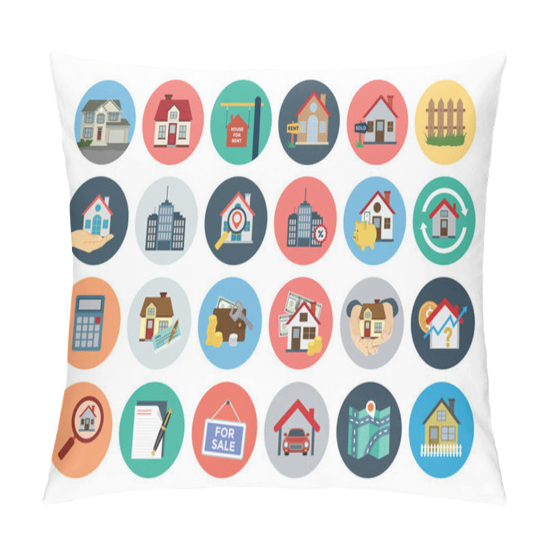 Personality  Flat Real Estate Vector Icons 1 Pillow Covers