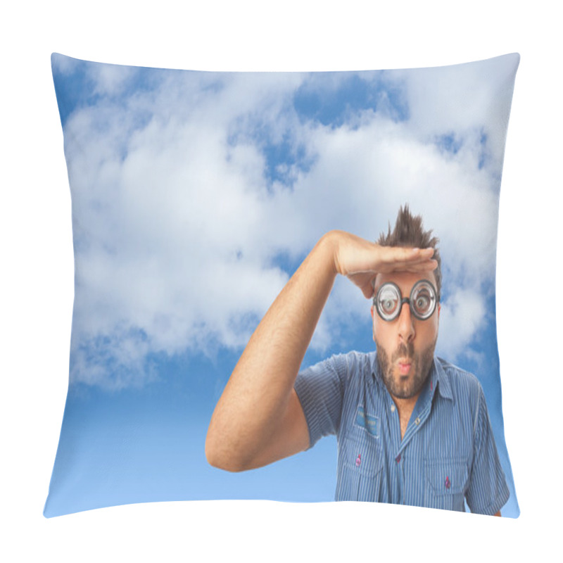 Personality  Wow Expression On The Sky With Clouds Pillow Covers