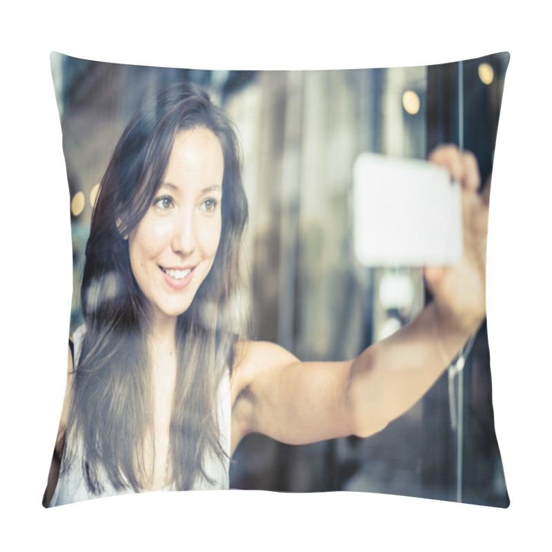 Personality  Woman Taking Selfie Pillow Covers