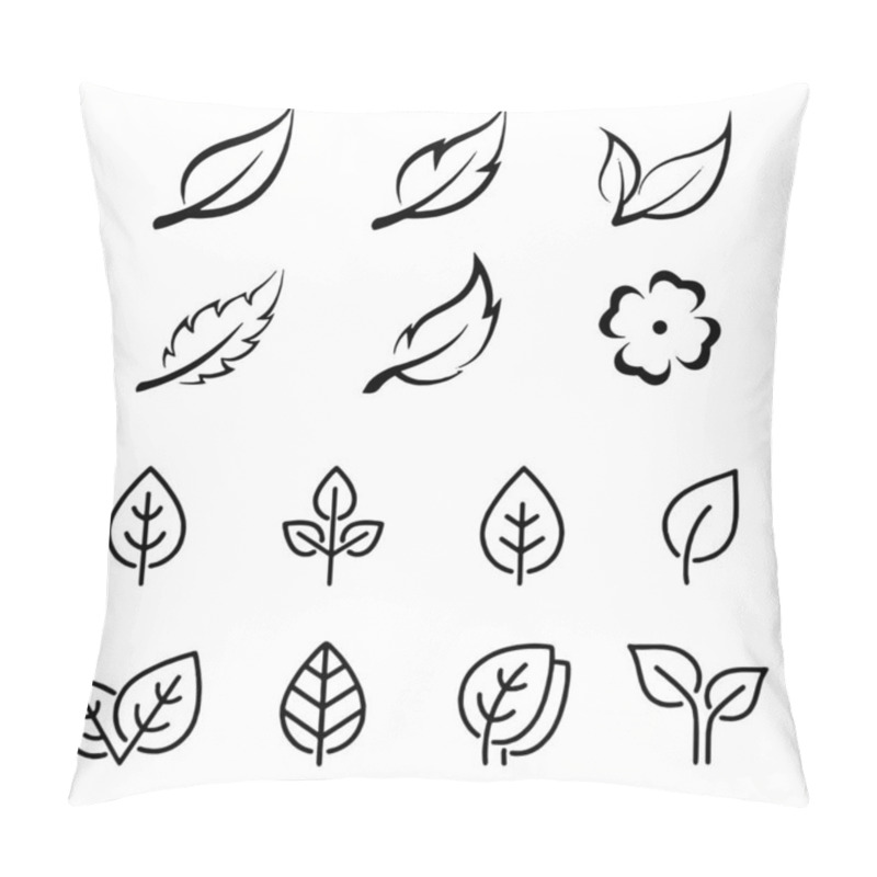 Personality  Leaf Icon Set White Background Leaves Icon Vector Set Isolated Pillow Covers