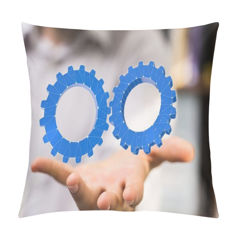 Personality  Business, Internet And Technology Concept. Business Select Gear Icon On Virtual Scree Pillow Covers