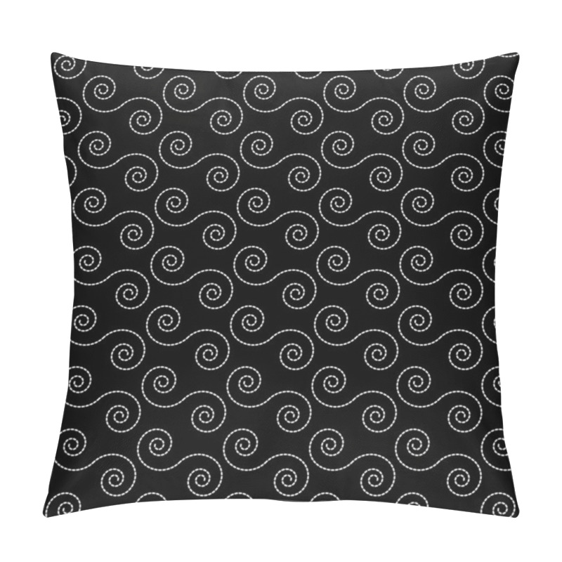 Personality  Seamless Pattern With White  Spiral Shapes On A Black Background Pillow Covers