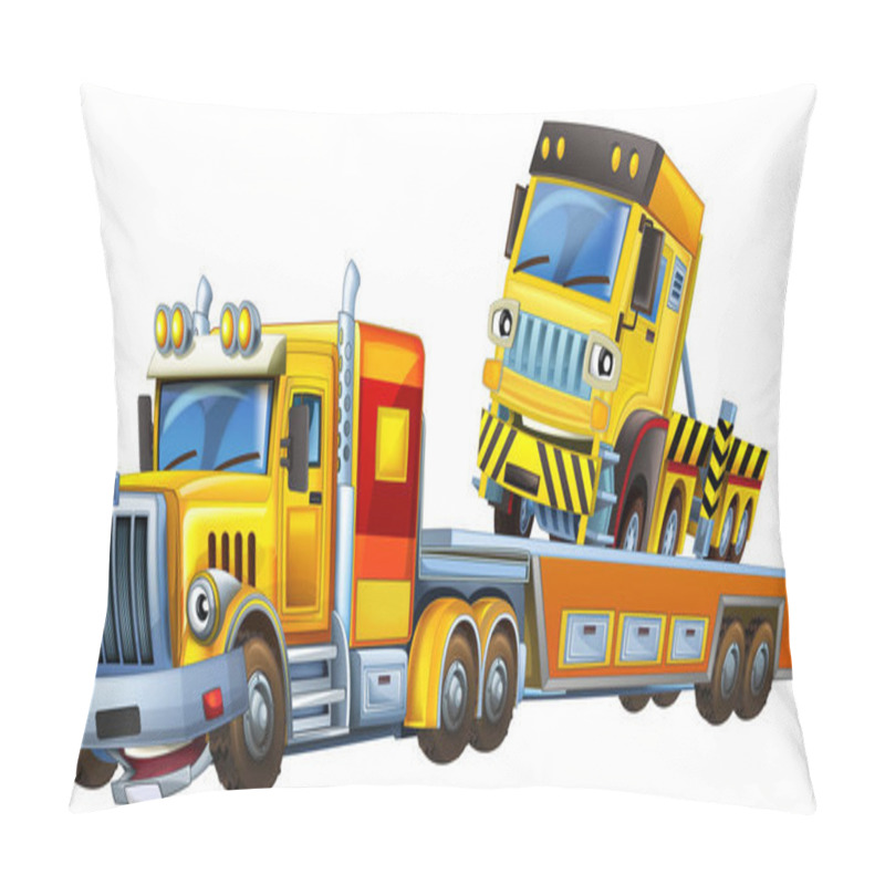 Personality  Cartoon Scene With Tow Truck Car Driving Illustration For Children Pillow Covers