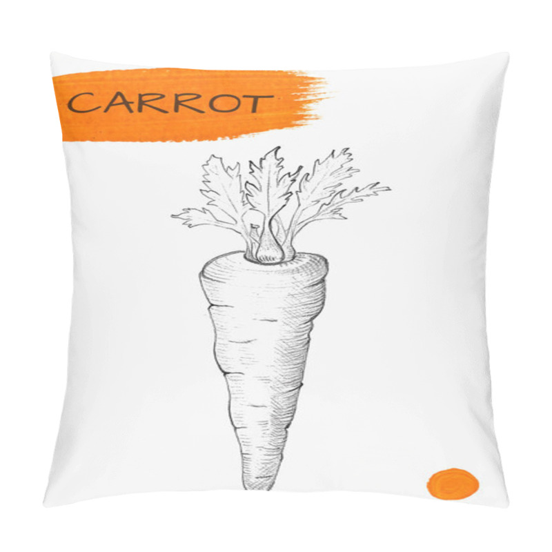 Personality  Hand Drawn Carrot Isolated On White Pillow Covers