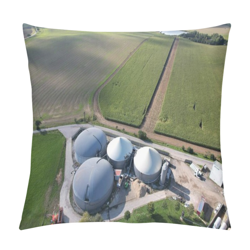 Personality  Biogas Production, Biogas Plants, Bioenergy,aerial Panorama Landscape View Of Bio Gas Production Facility And Powerplant, European Energy Crisis,green Renewable Energy Production Pillow Covers